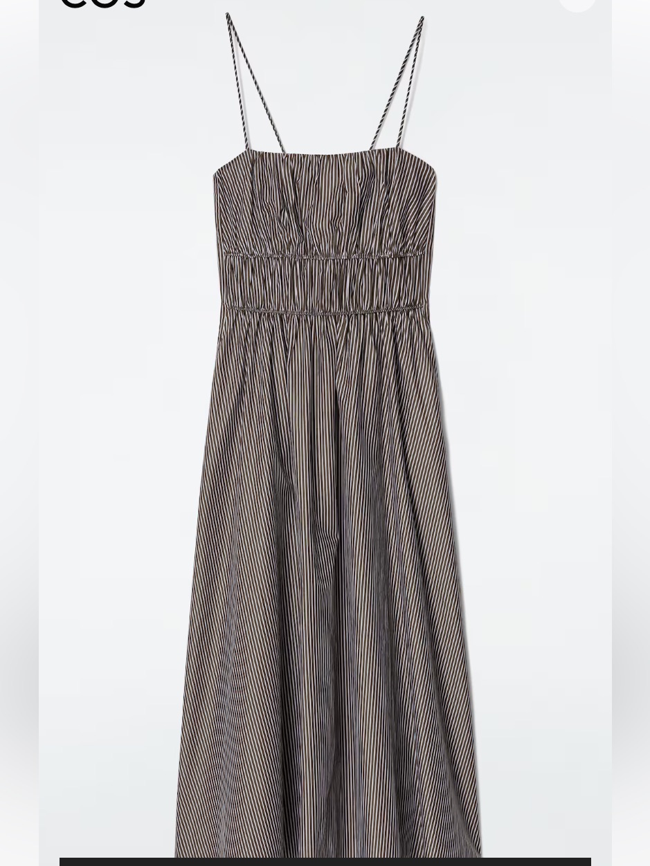 Cos Striped Cotton Midi Dress